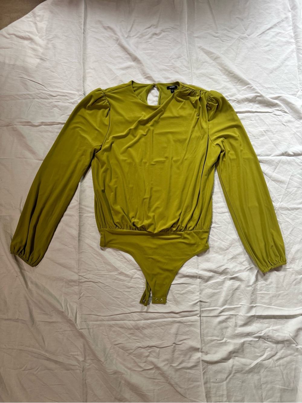 Express Olive Green Crewneck Bodysuit - Picture 2 of 5